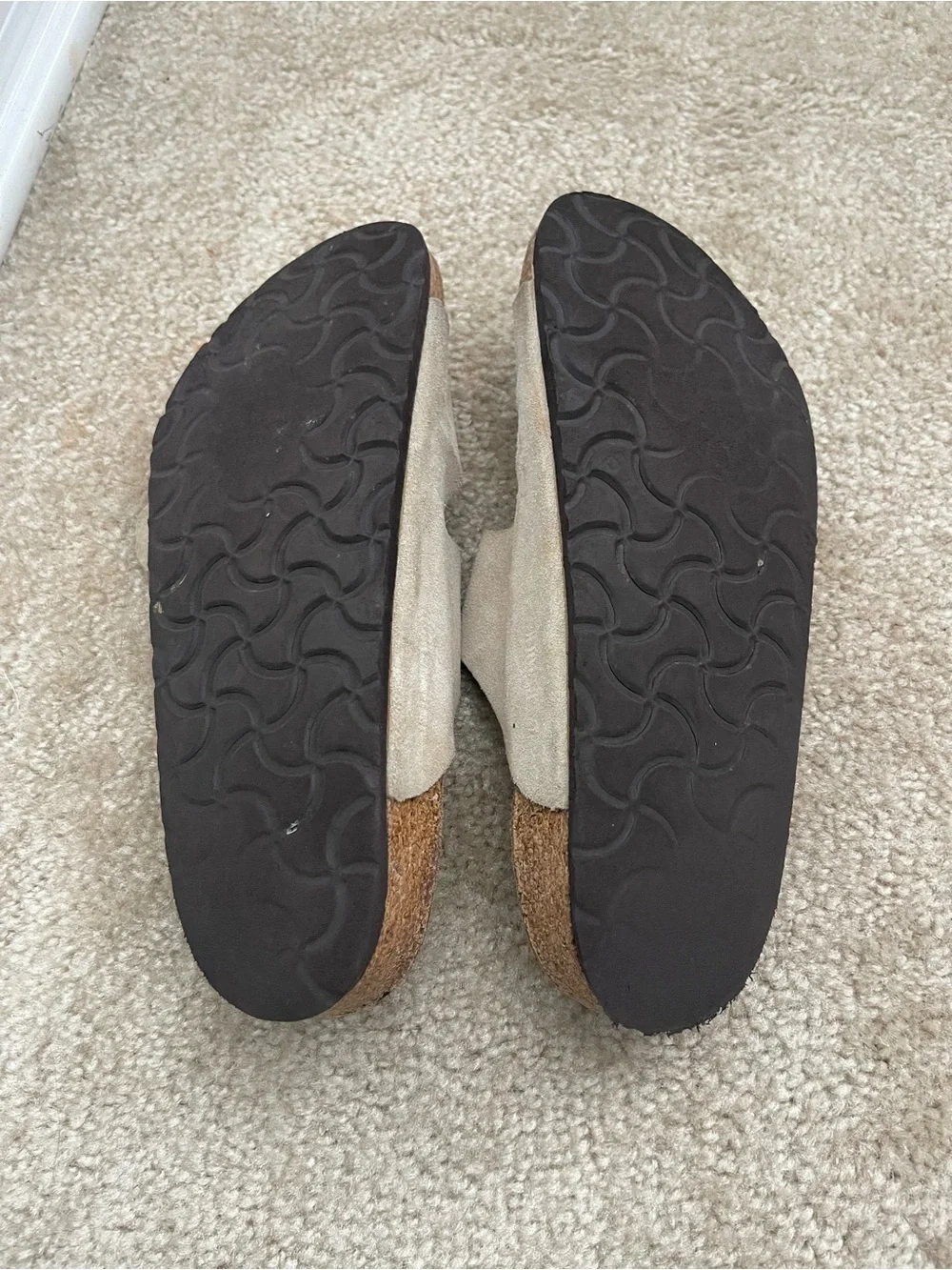Birkenstock Two-Strap Suede Sandals - Light Beige